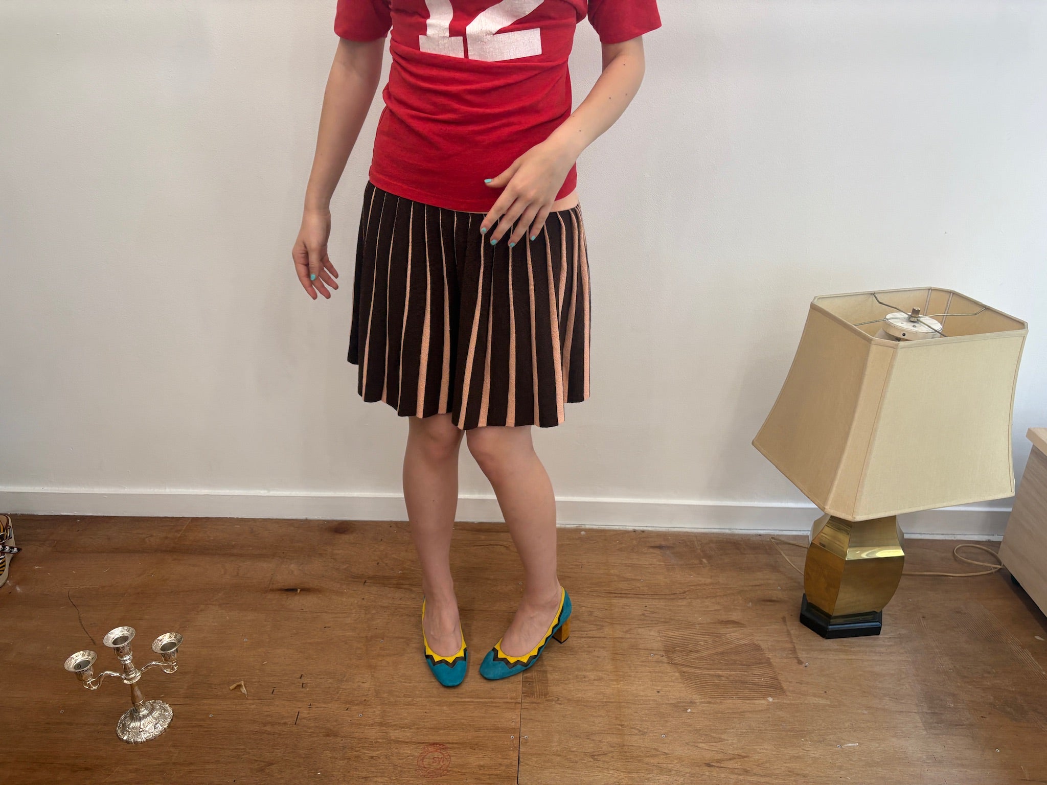 stripe knit skirt