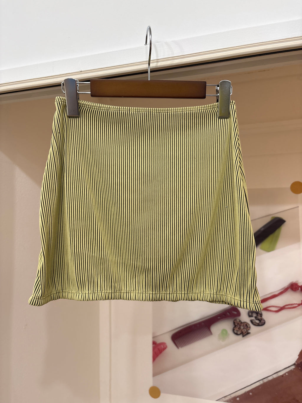 yellow stripe baretop/skirt