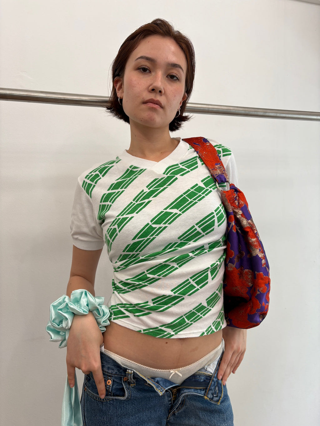 green pattern tee
