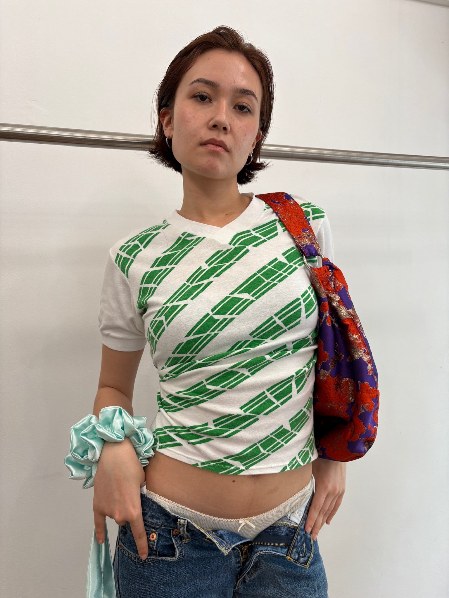 green pattern tee