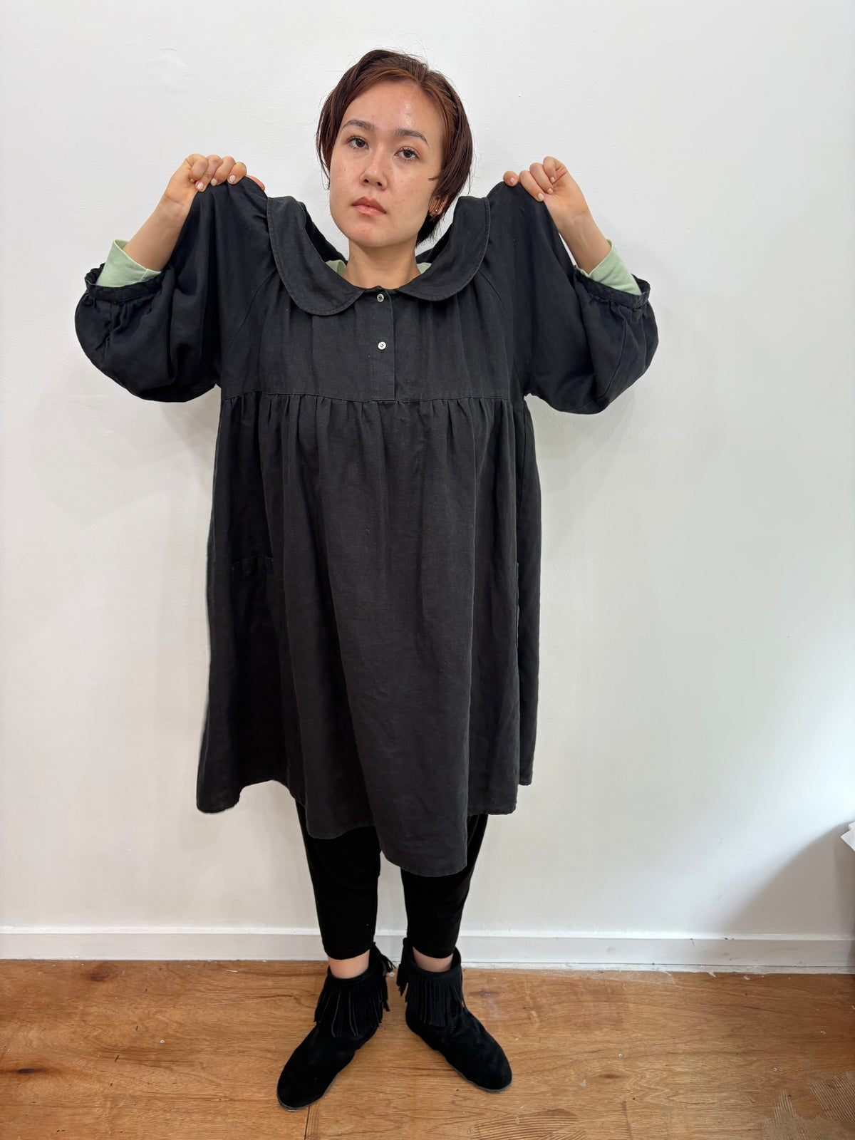 Vintage black linen dress