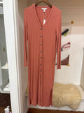 coral pink long dress/cardigan
