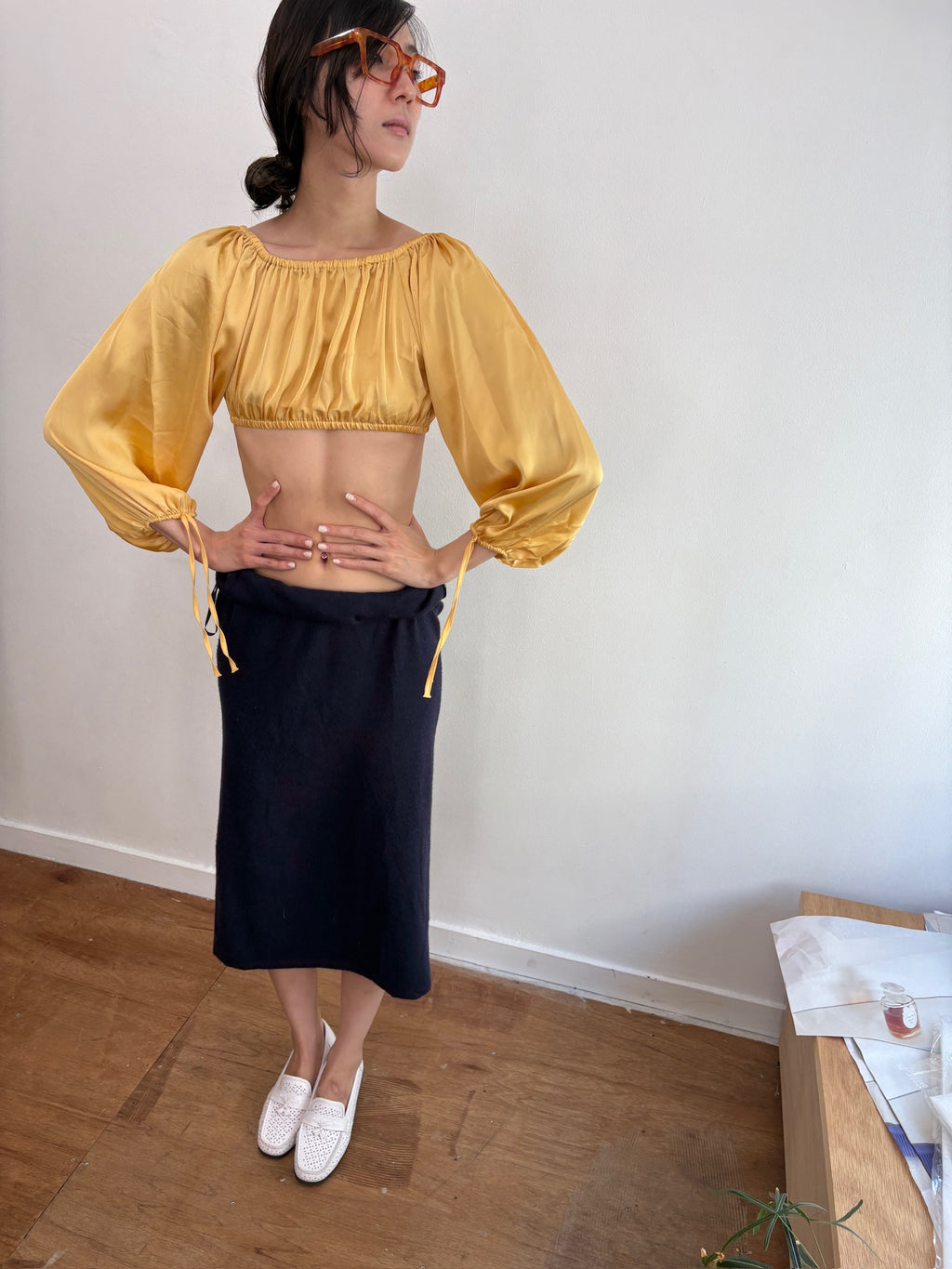 yellow puff sleeve top