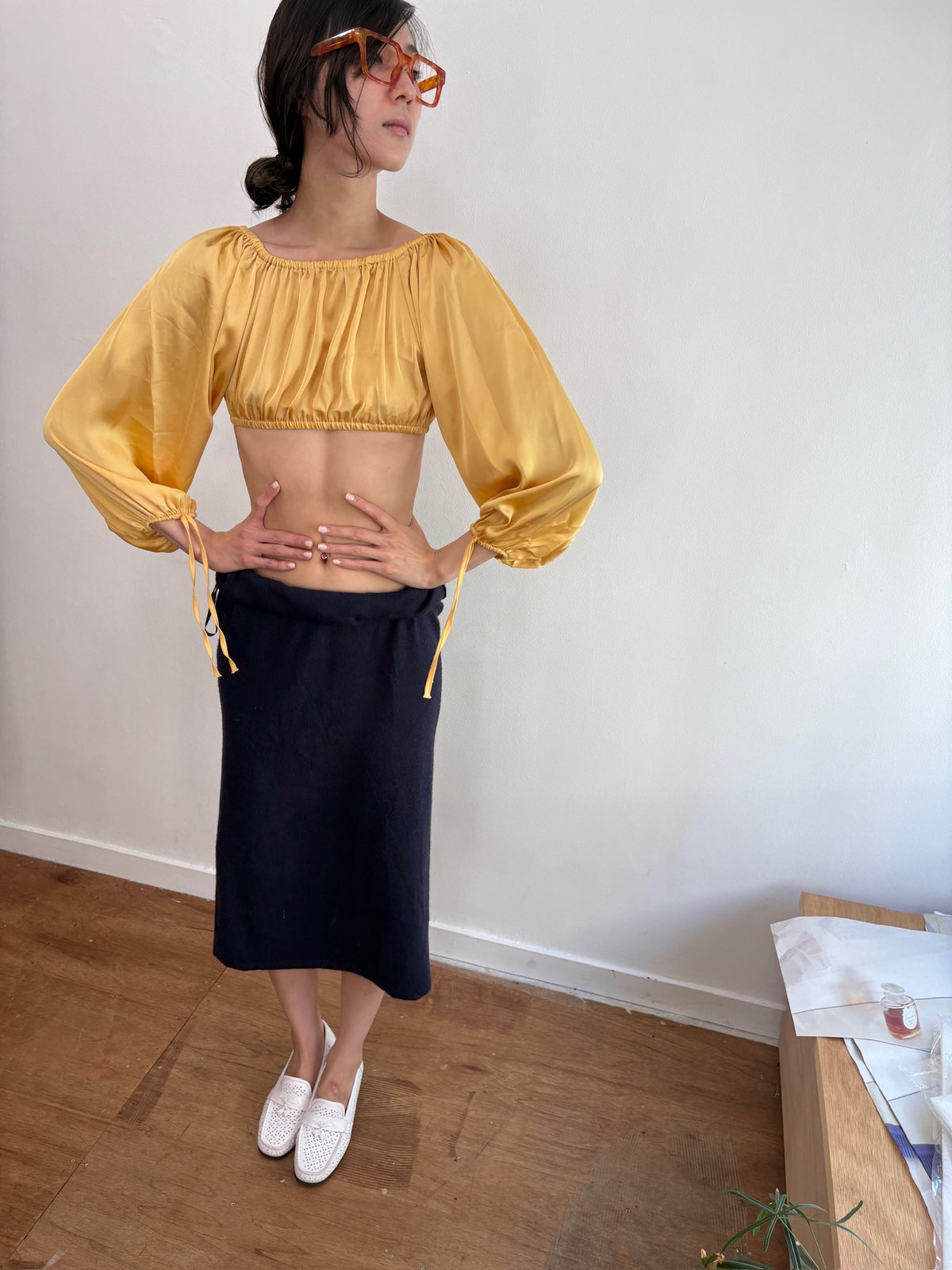 yellow puff sleeve top
