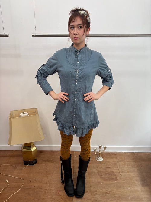 dusk blue button dress