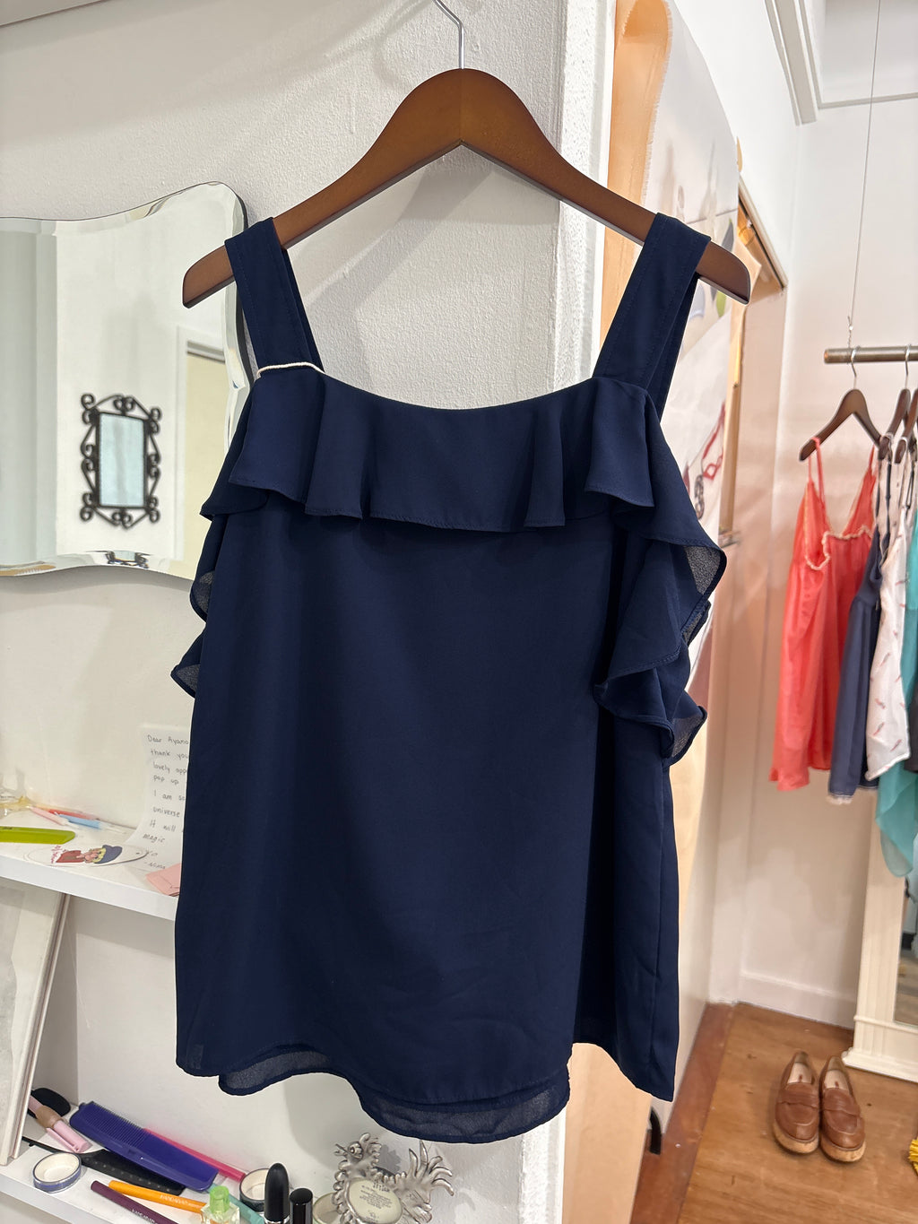 navy frill cami
