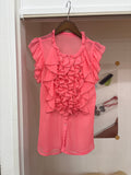 pink frill top