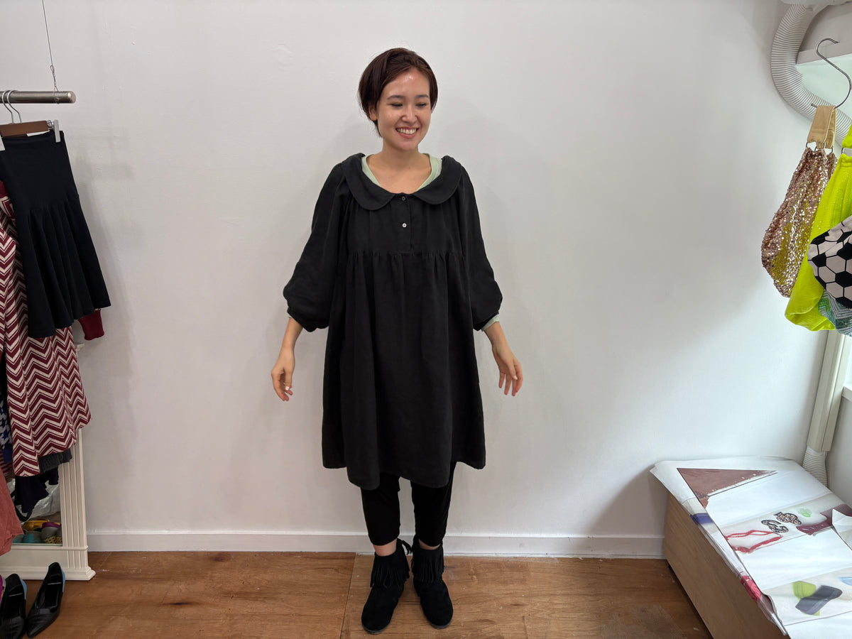 Vintage black linen dress