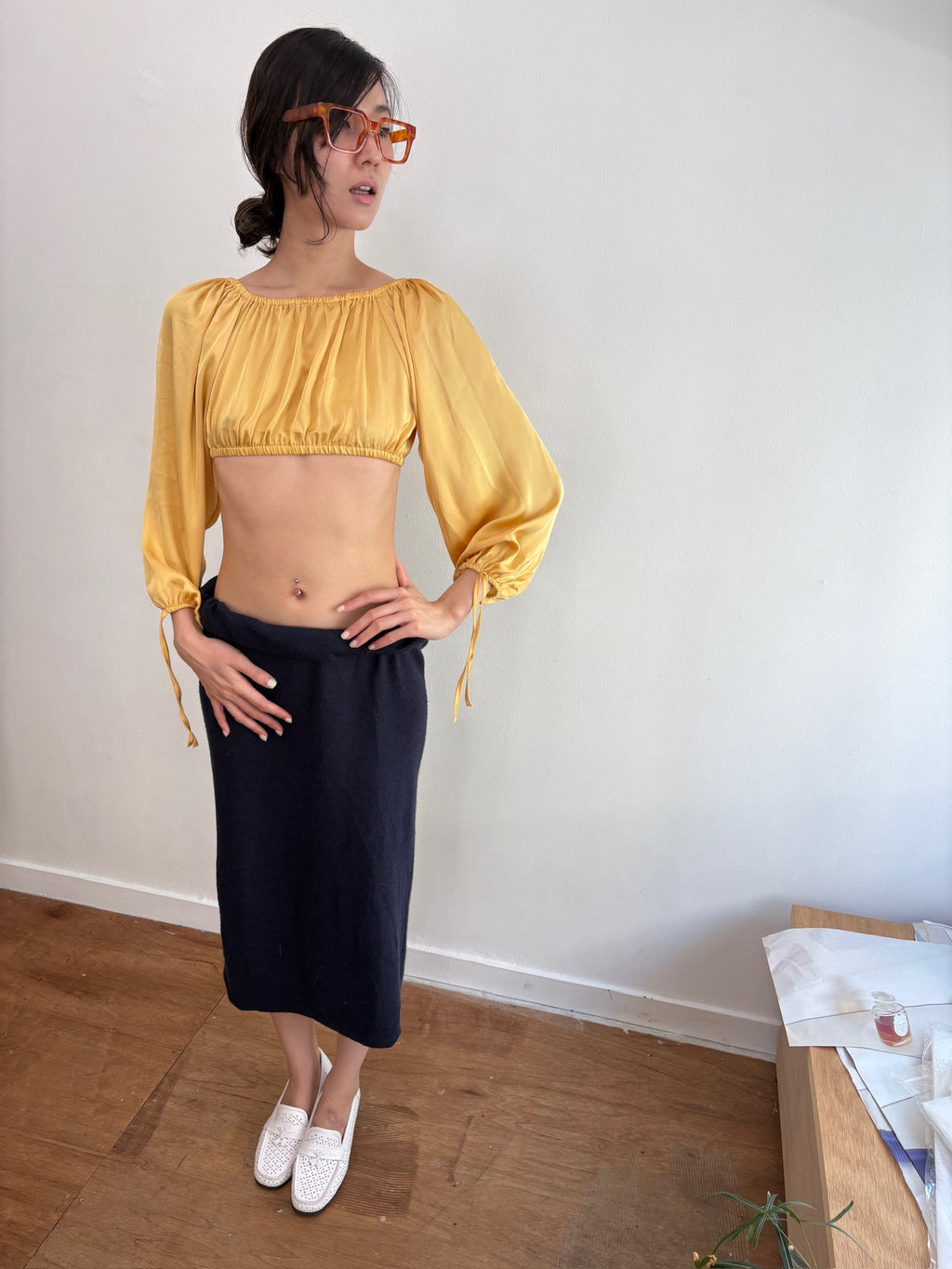 yellow puff sleeve top