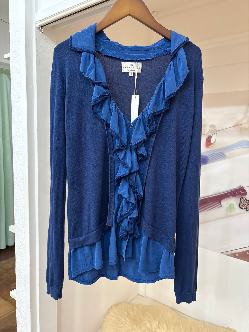 blue layered top
