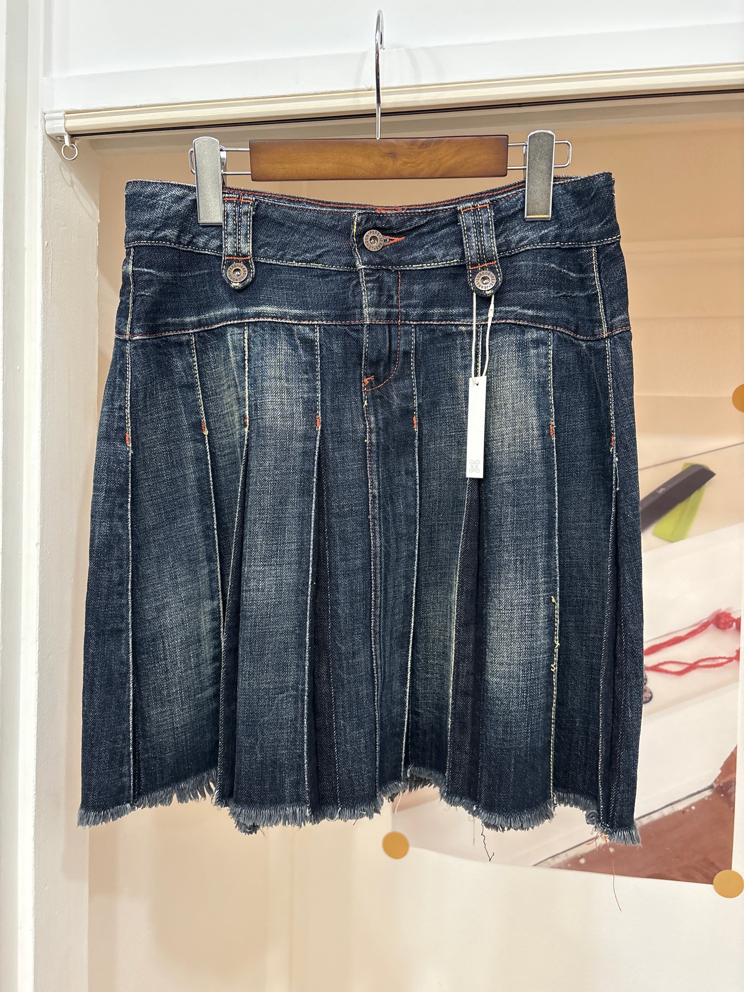 denim pleats midi skirt