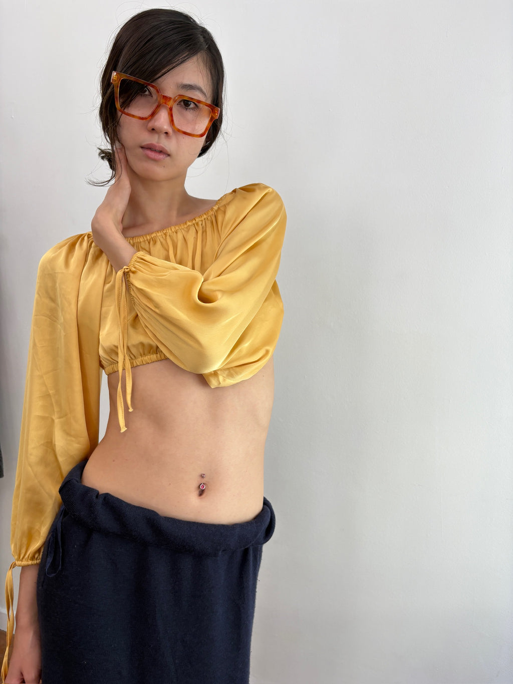 yellow puff sleeve top
