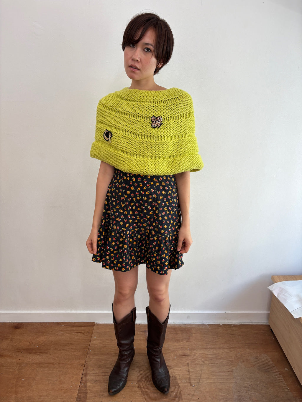 neon green poncho