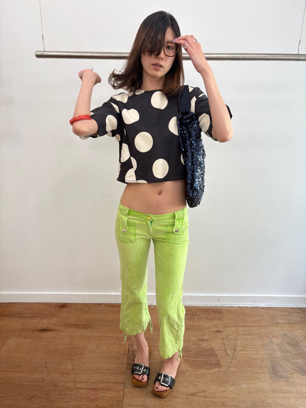 dot denim top