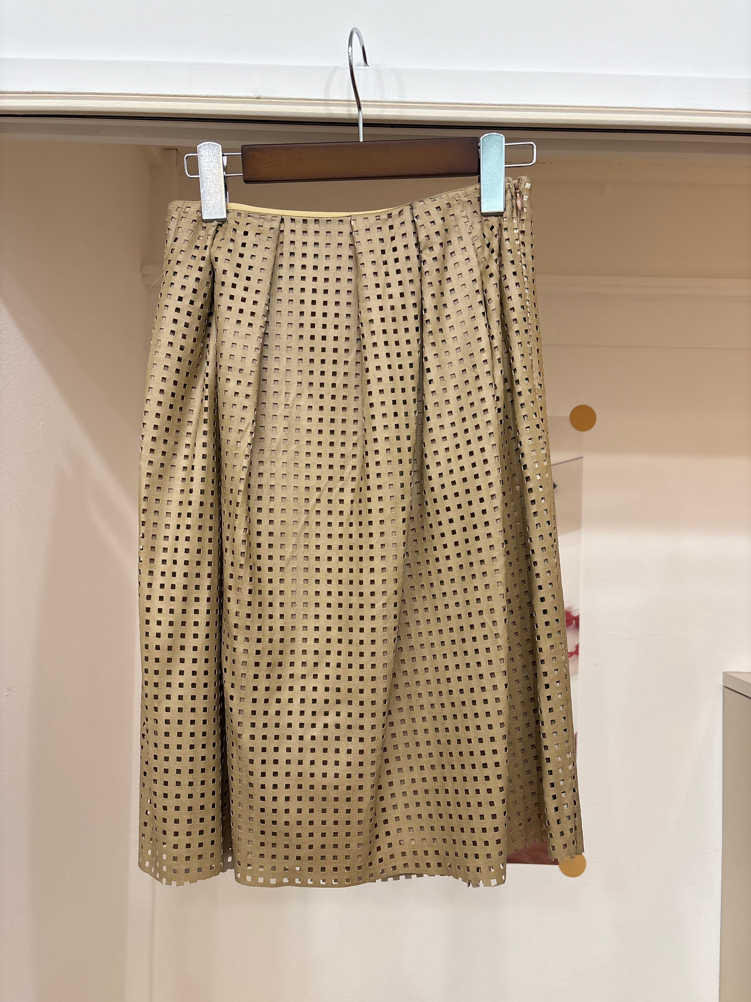beige perforated skirt