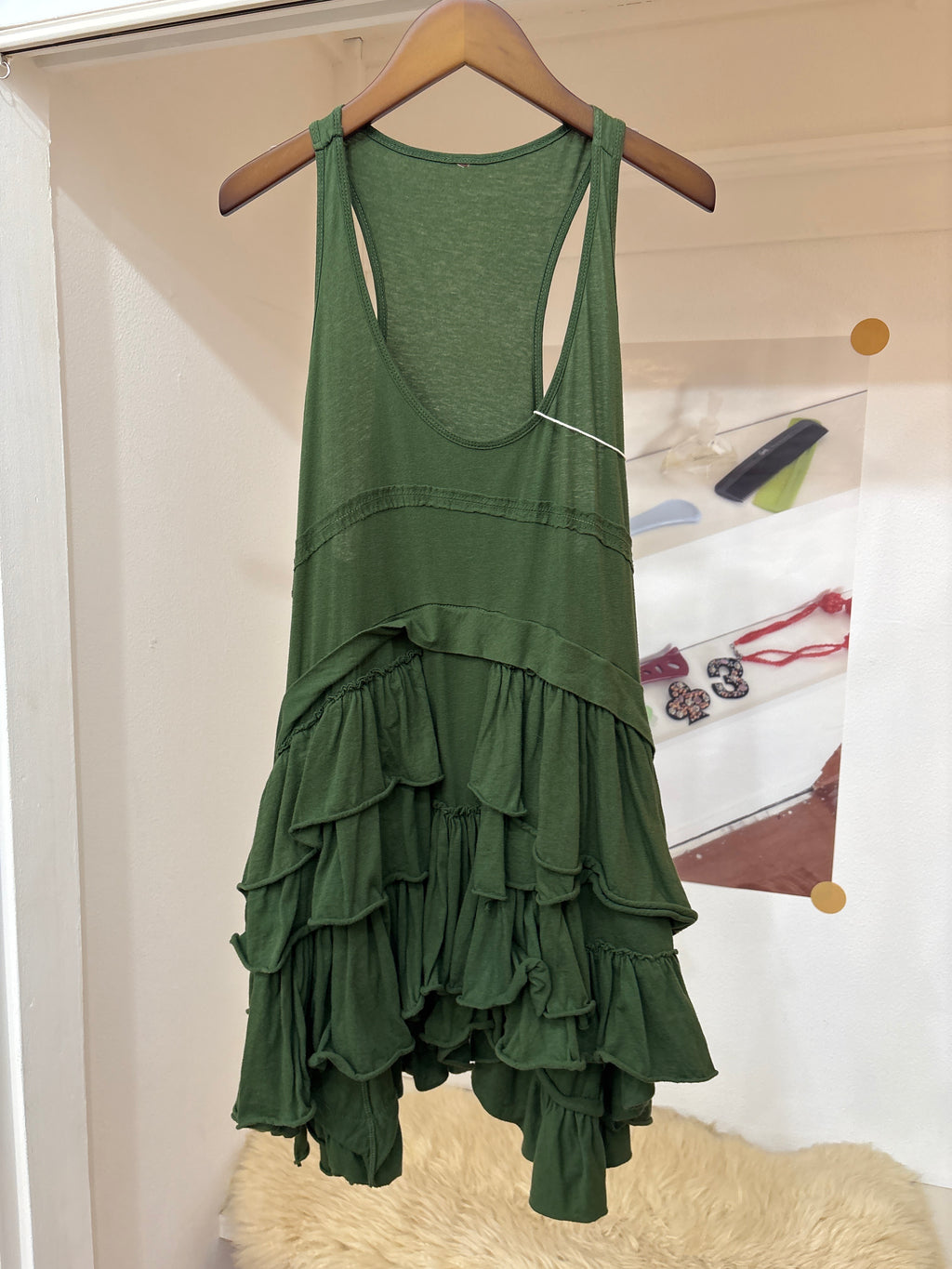 green frill dress