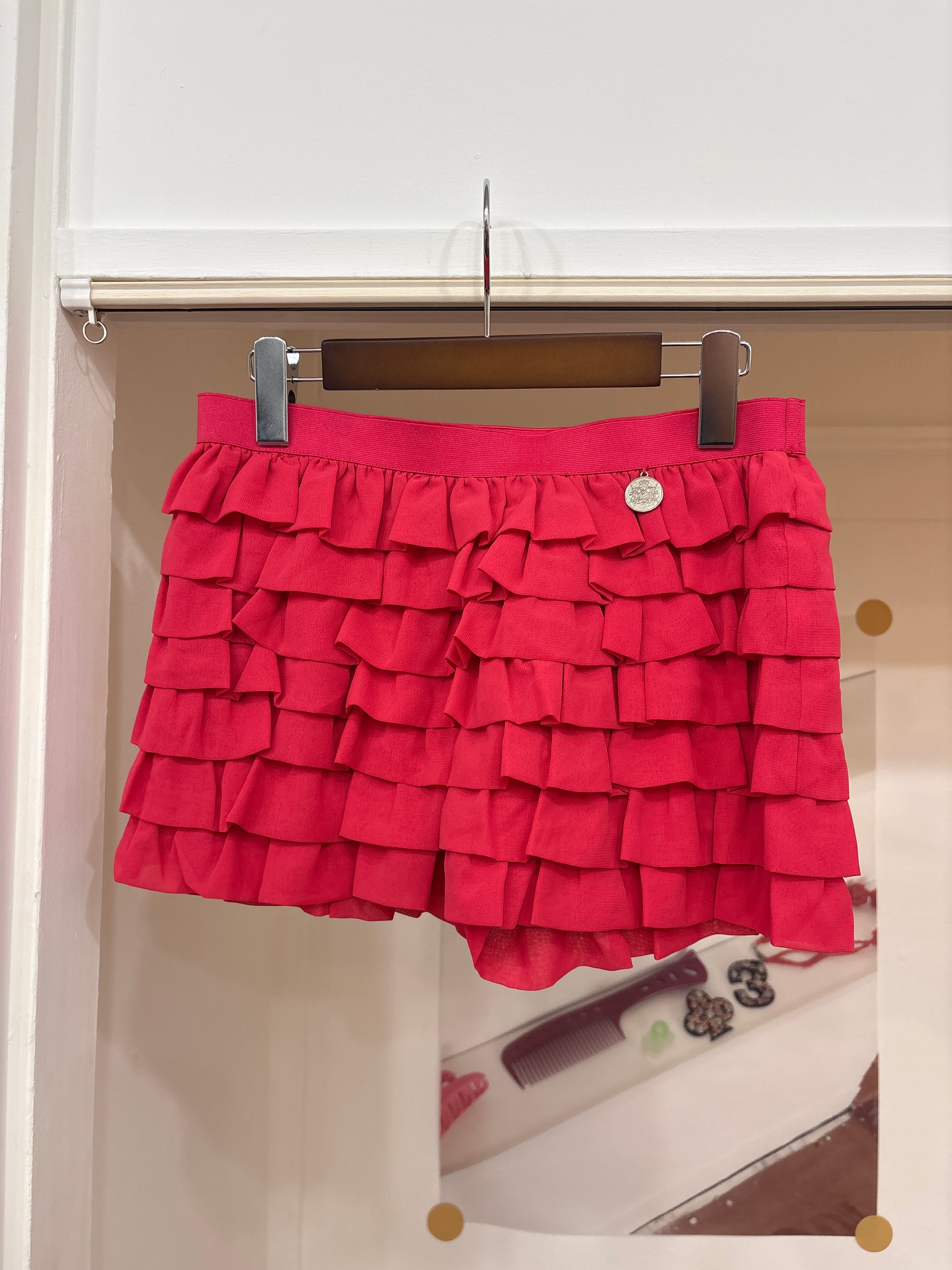 pink frill shorts