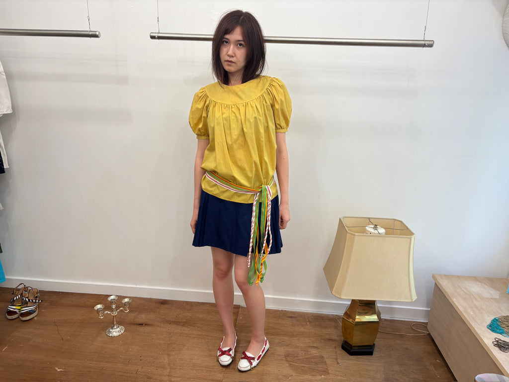 Yellow puff sleeve top