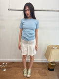 white stitch pleats skirt