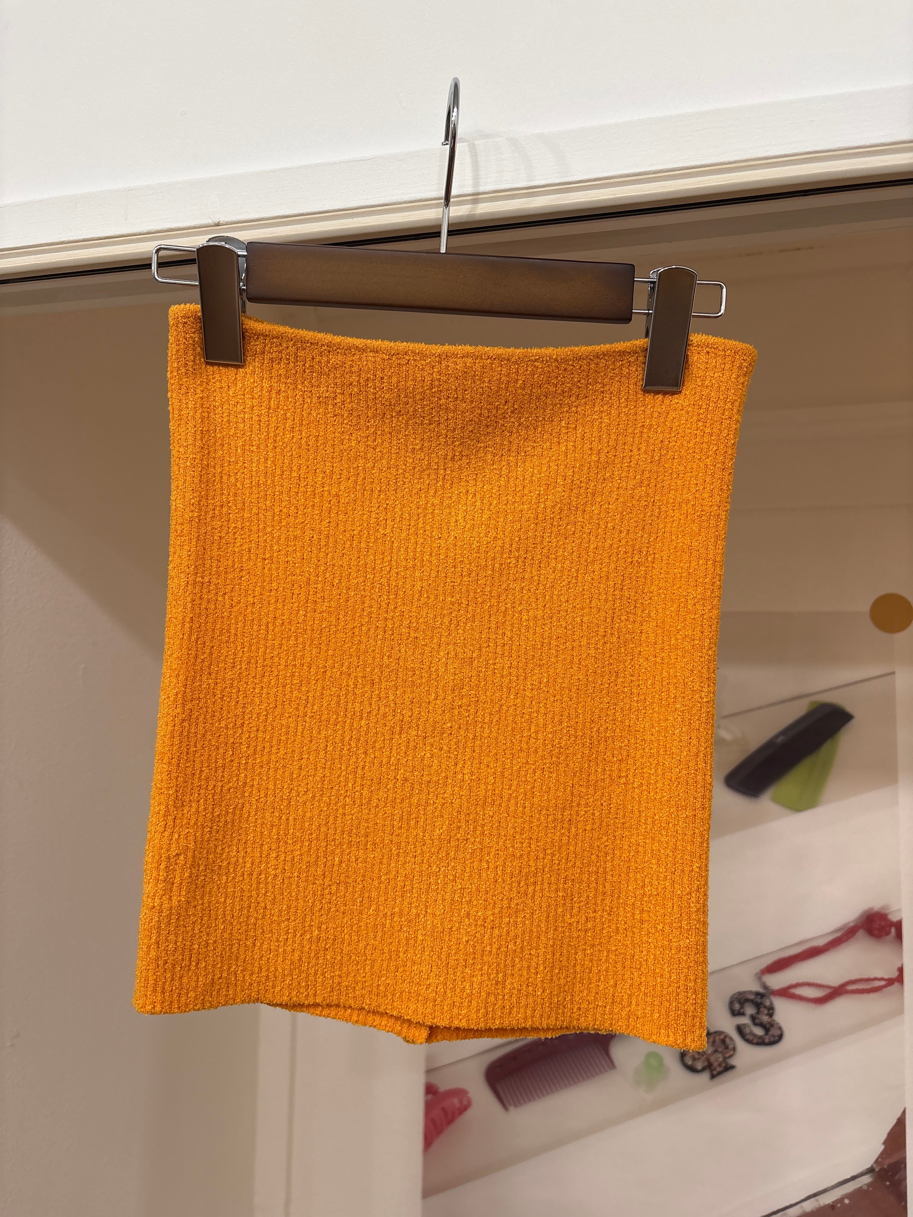 orange knit baretop