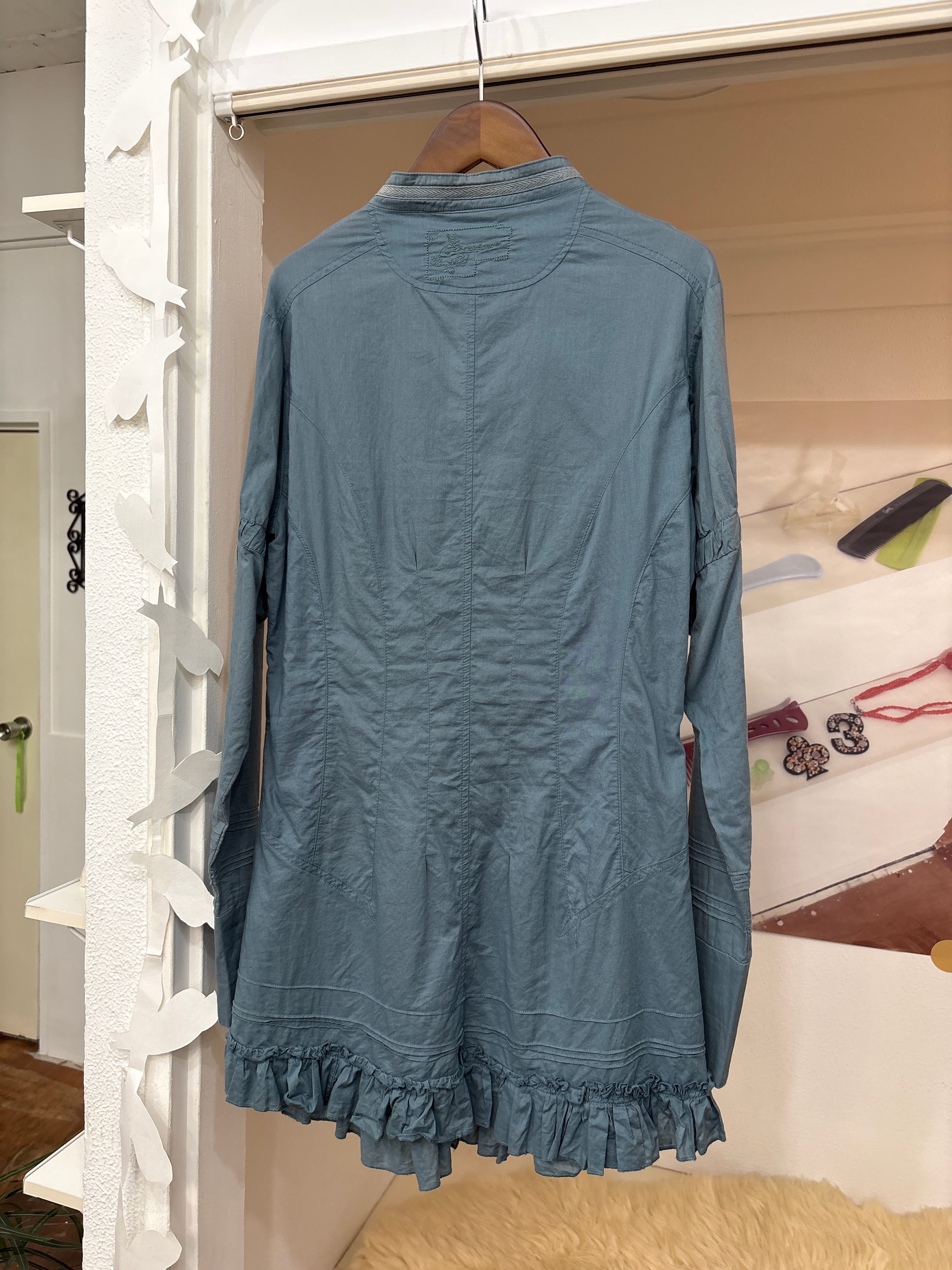 dusk blue button dress