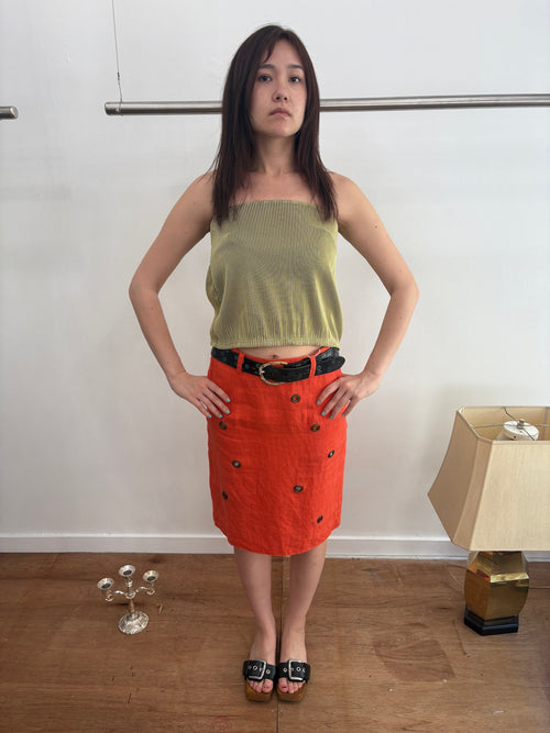 yellow stripe baretop/skirt