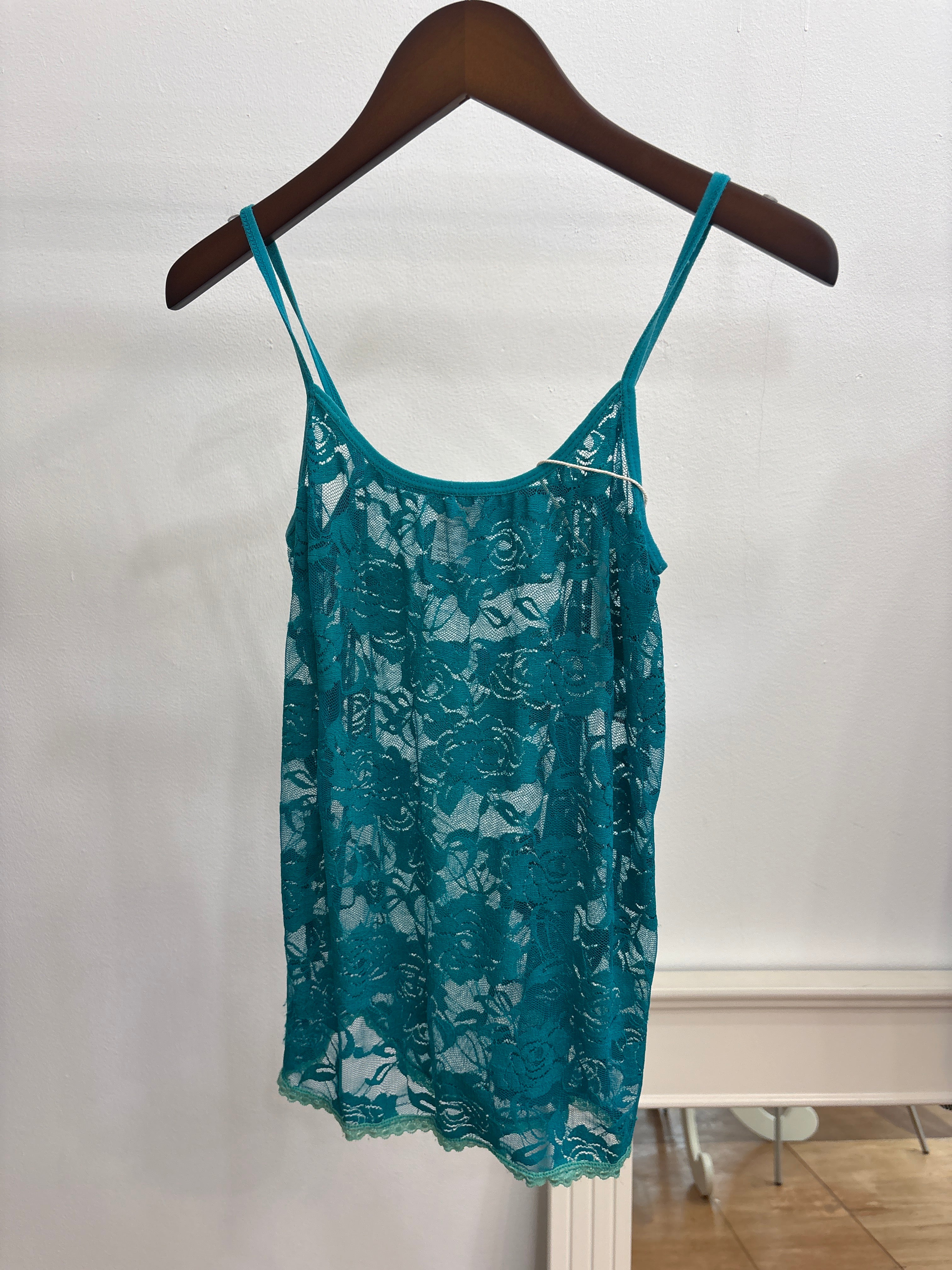 turquoise lace cami
