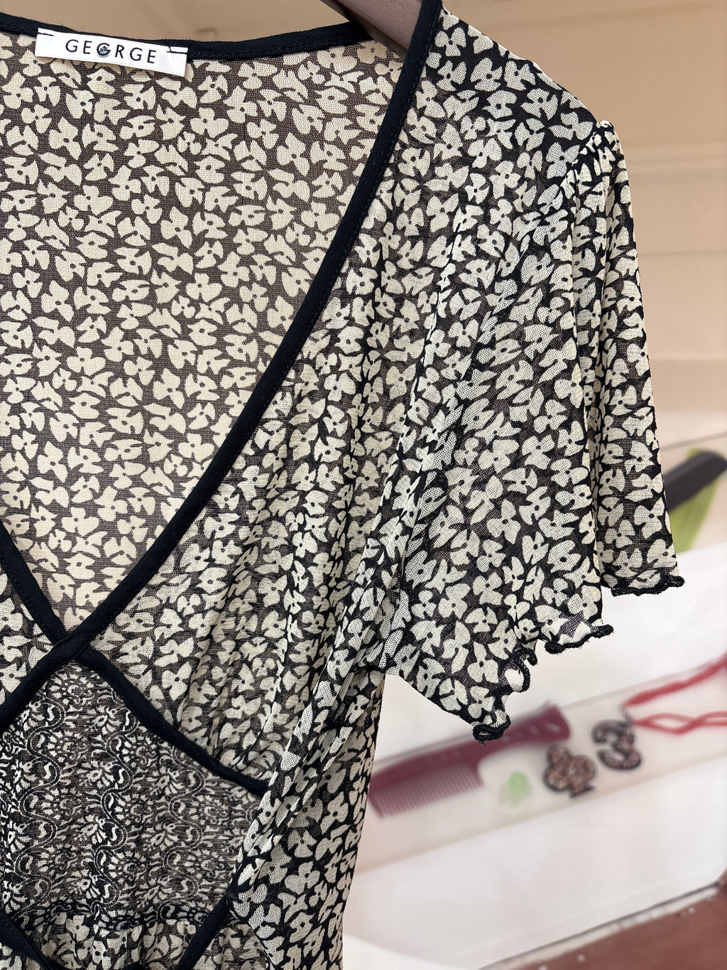 sheer flower top