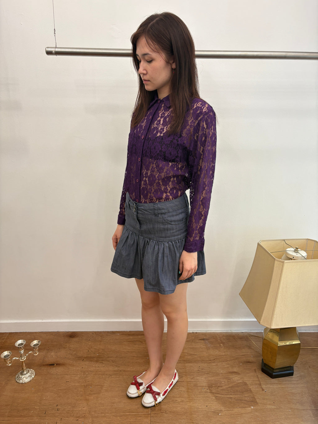 purple lace shirt