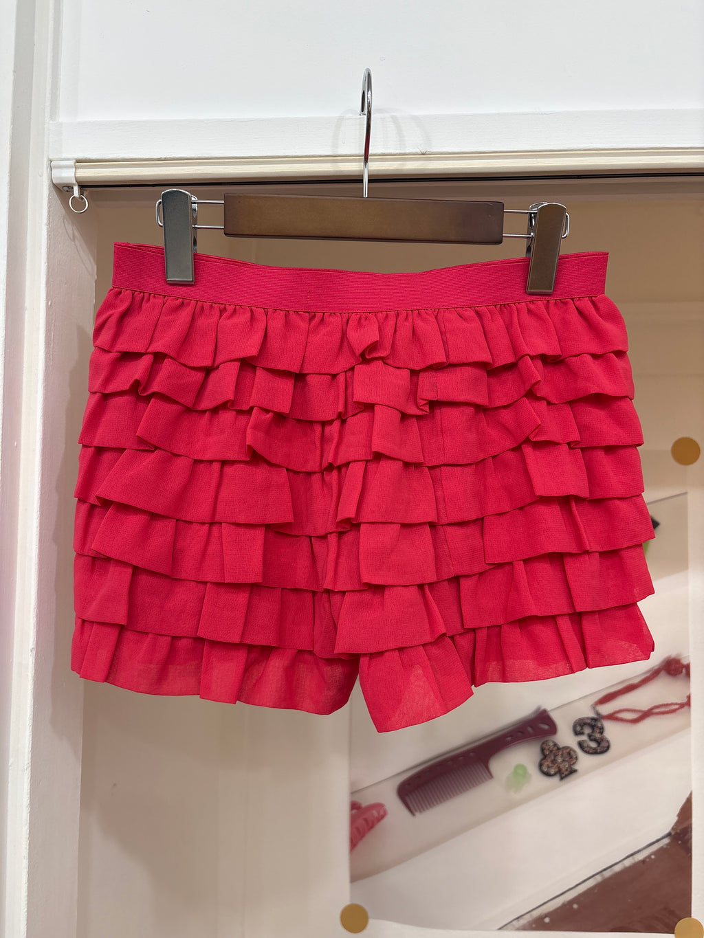 pink frill shorts