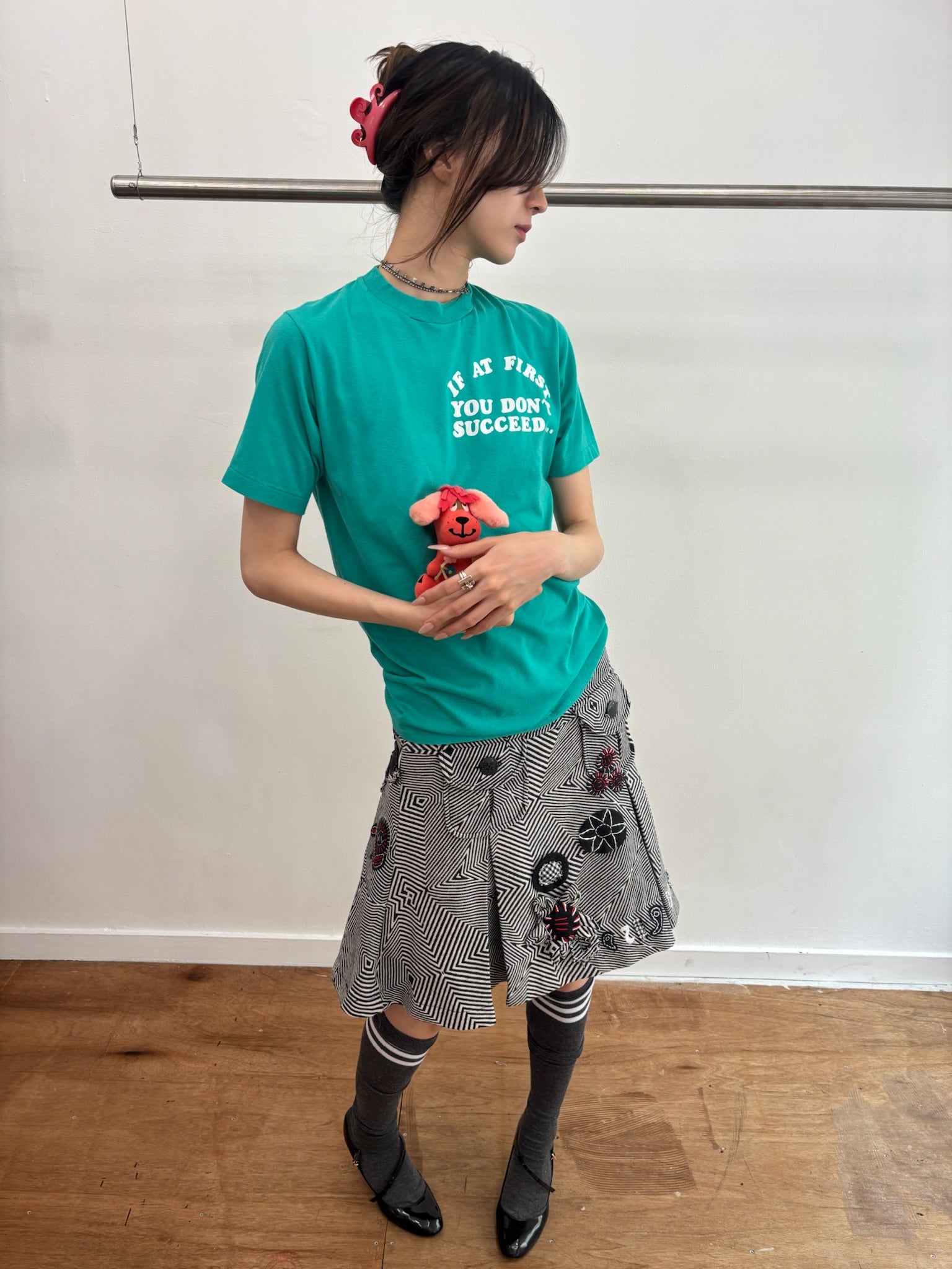 80's turquoise print tee