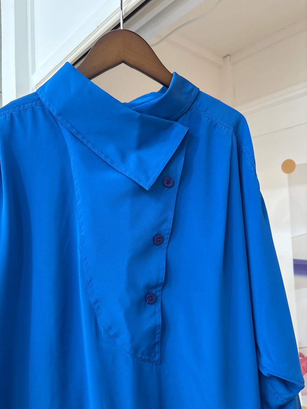 asymmetry blue long sleeve top