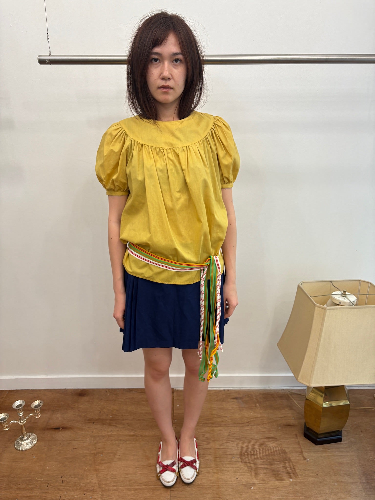 Yellow puff sleeve top