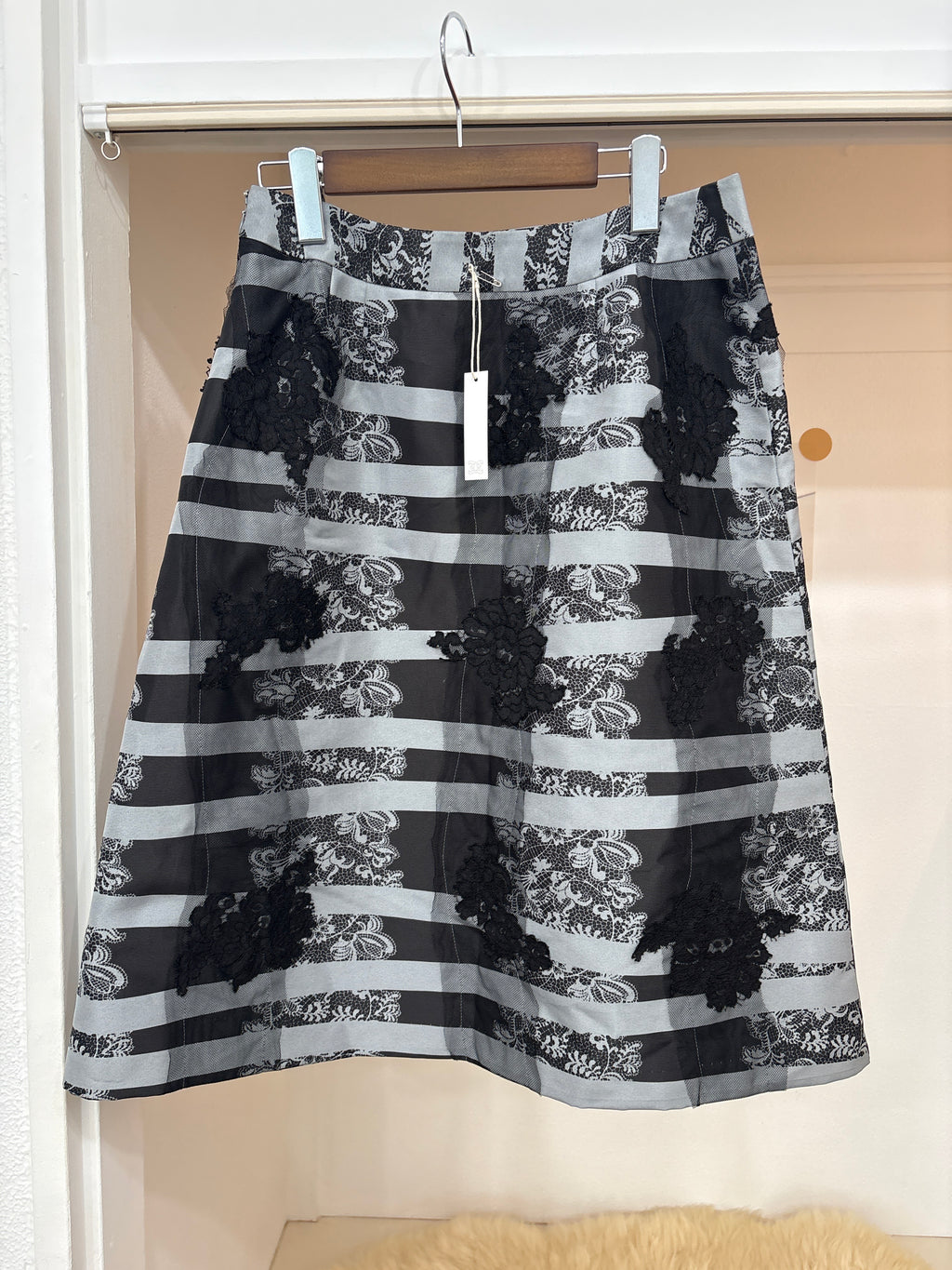black border lace skirt