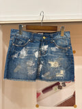 denim paint mini skirt