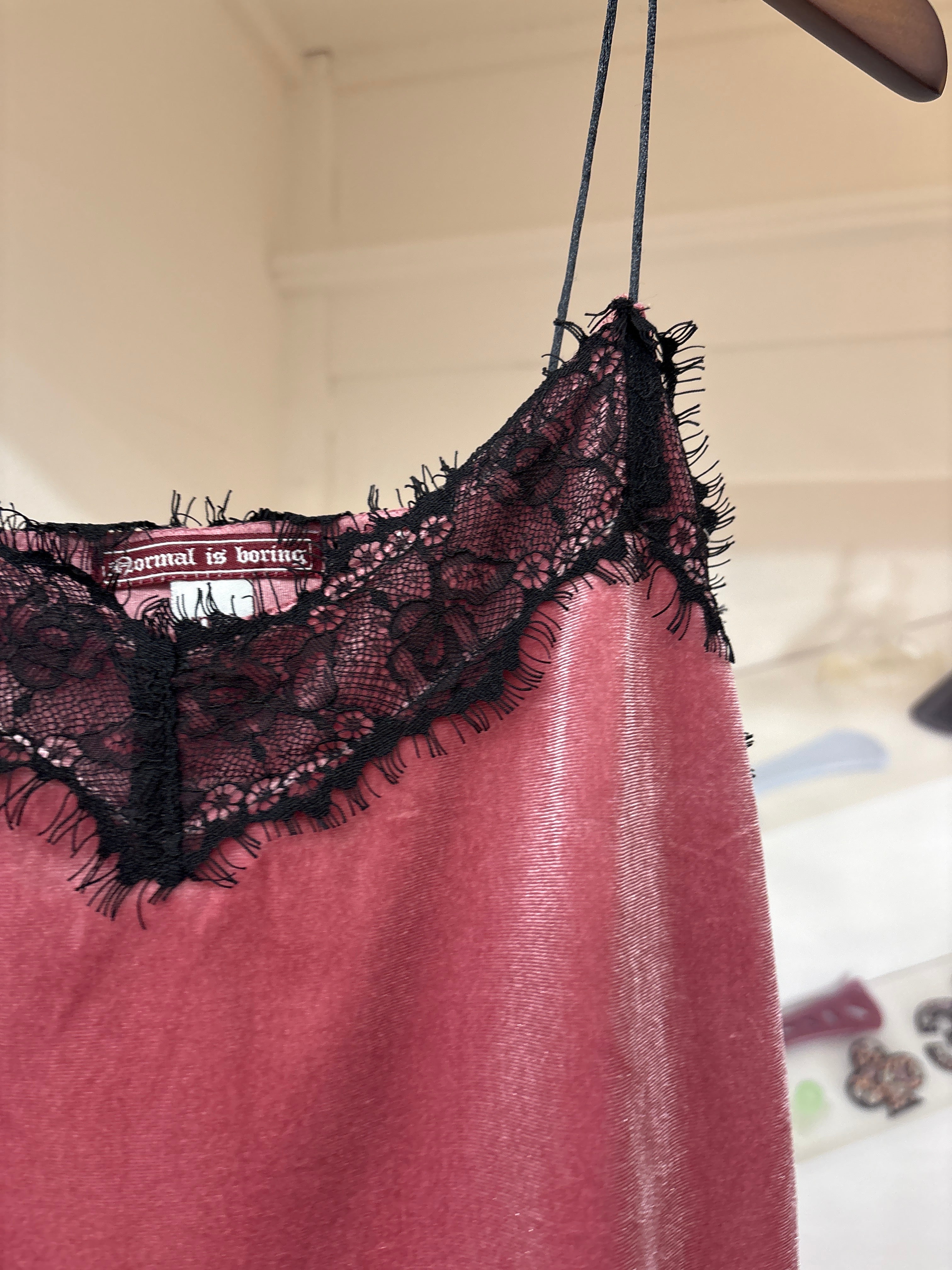 pink lace velours cami