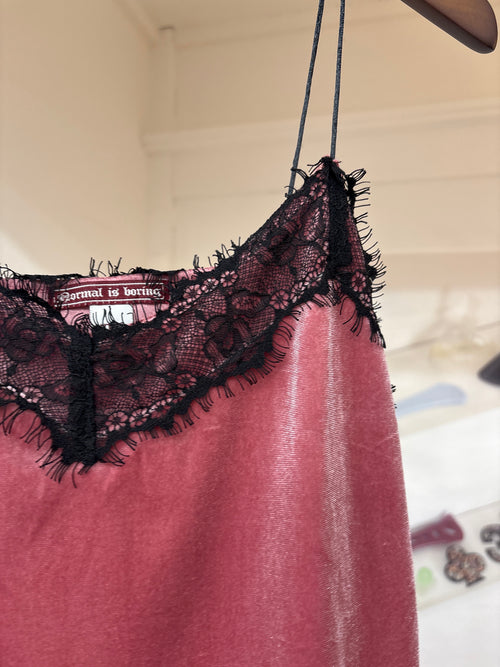 pink lace velours cami