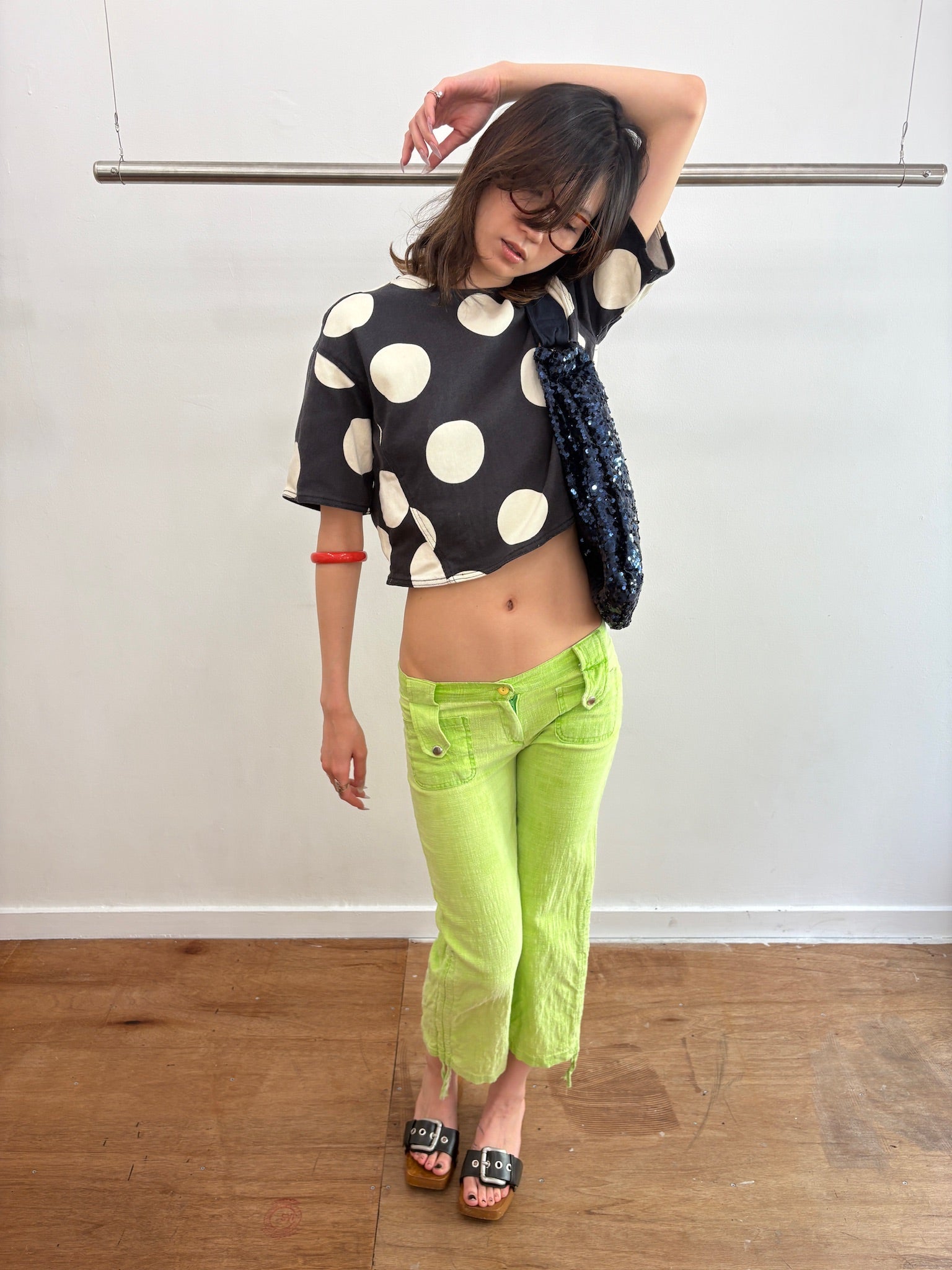 dot denim top