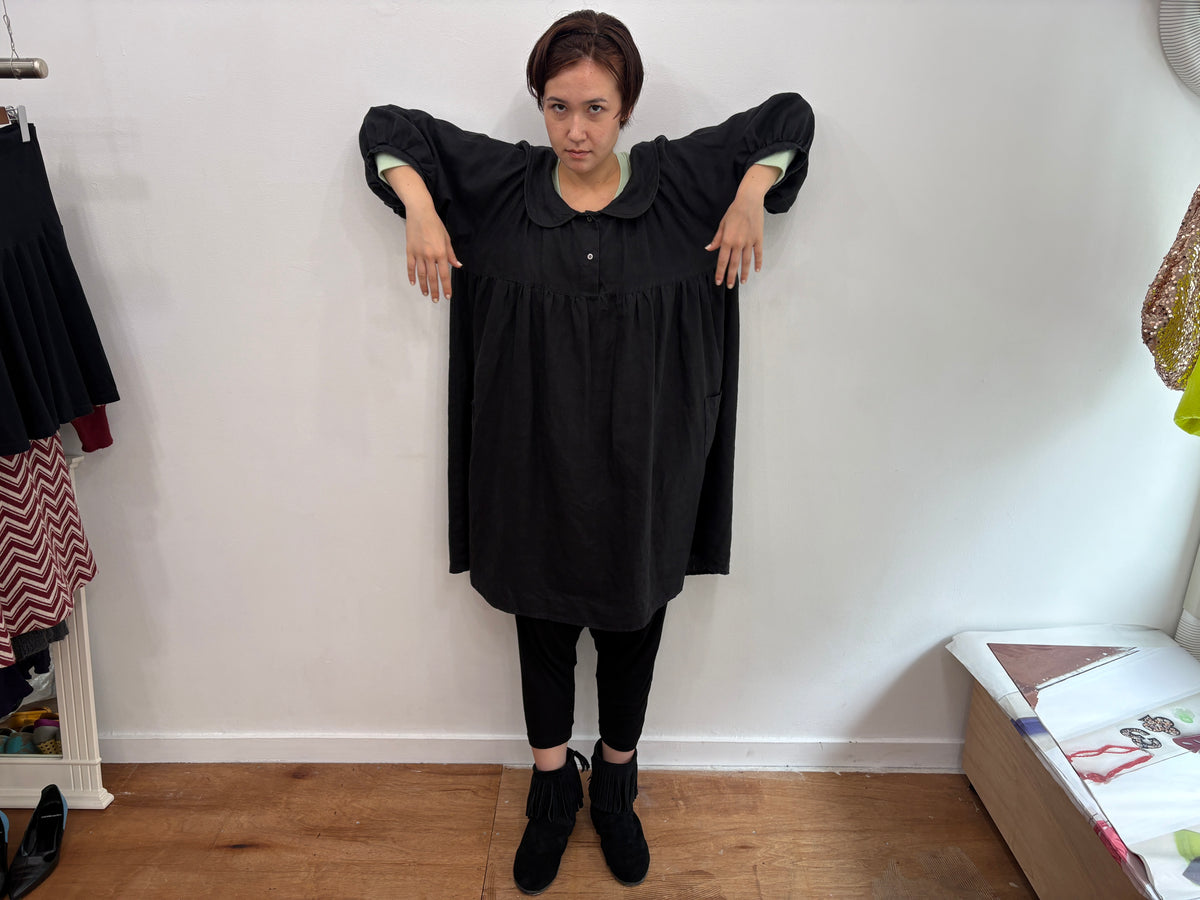 Vintage black linen dress
