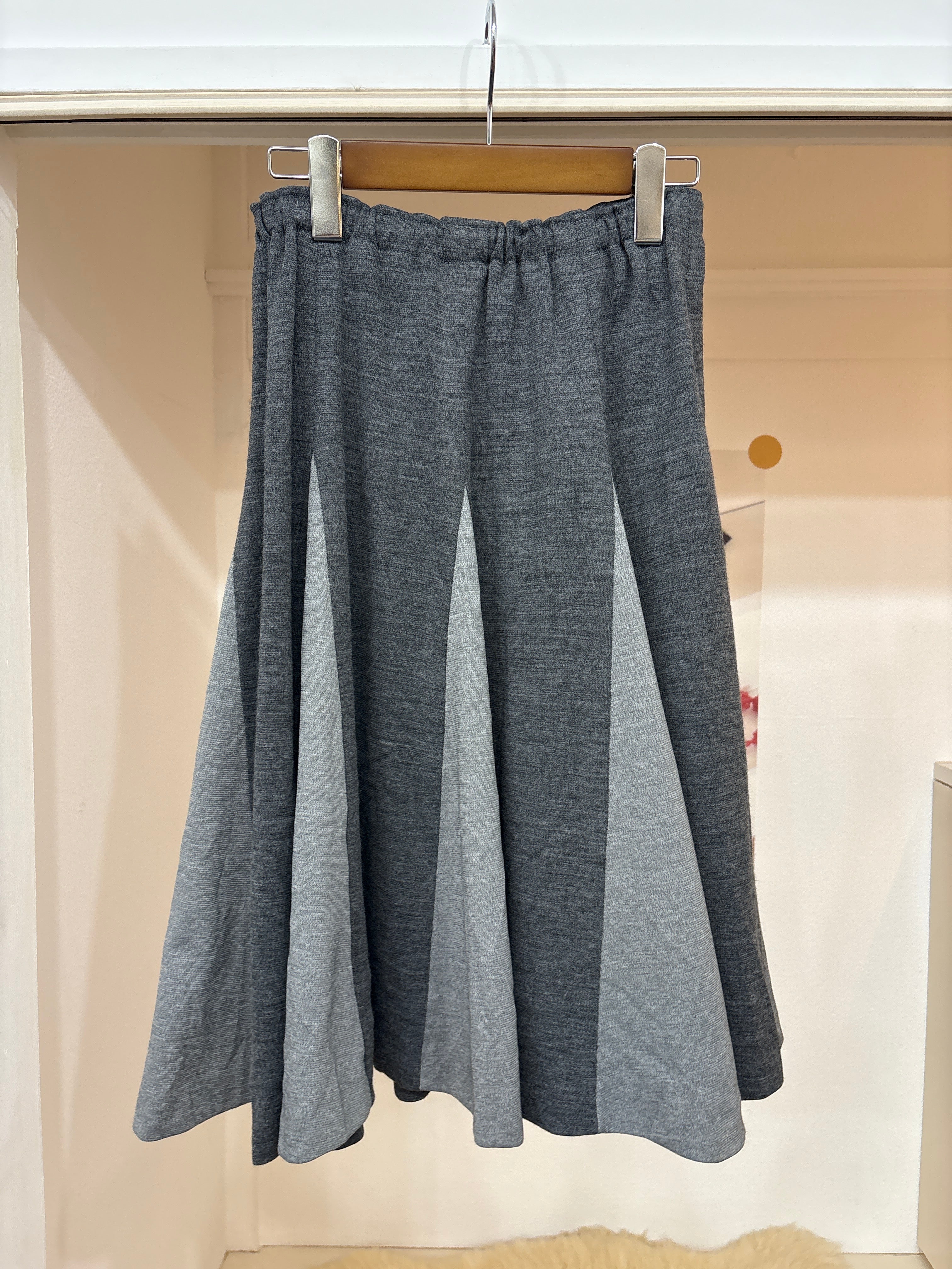 gray bi-color midi skirt