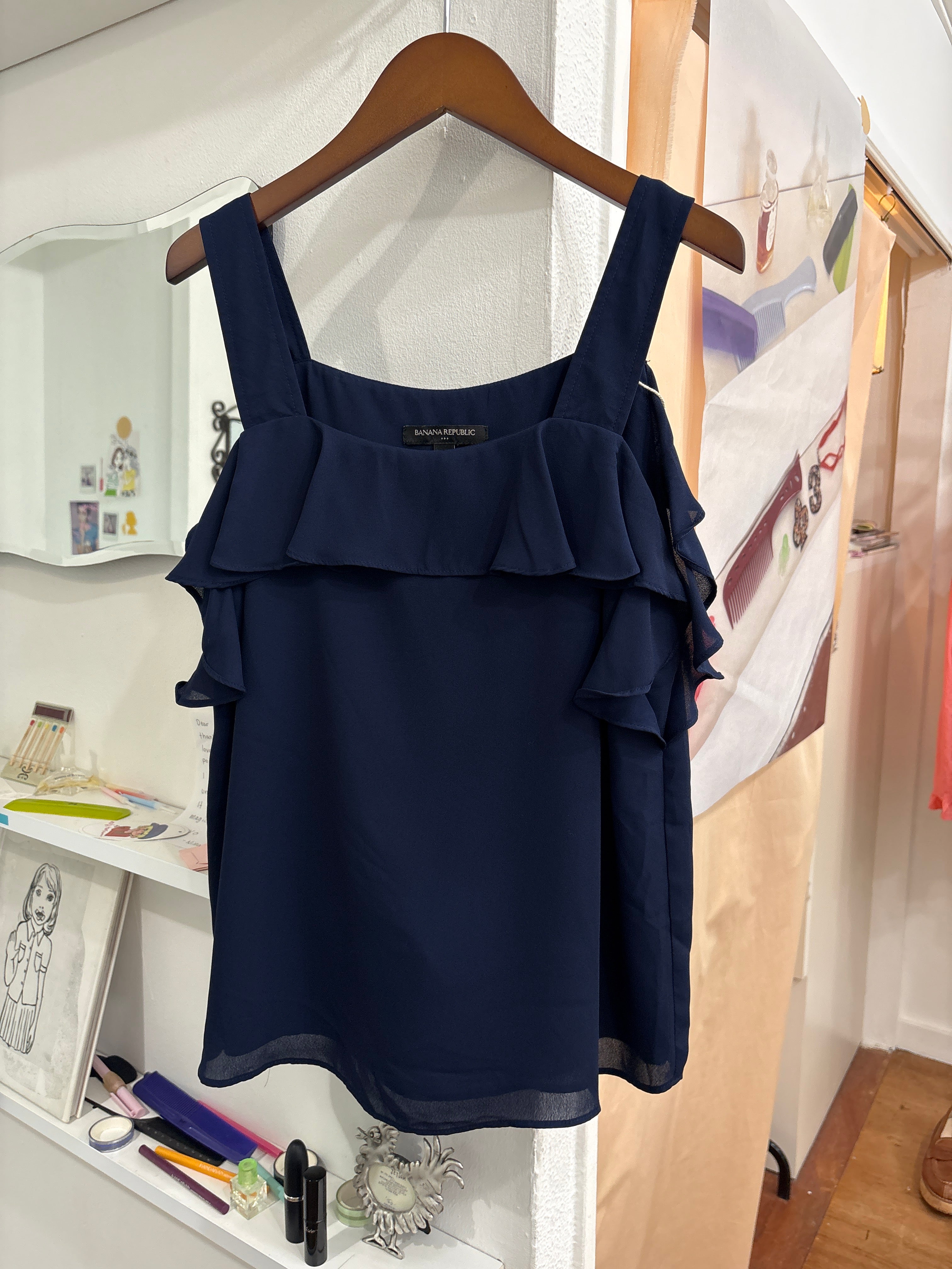 navy frill cami