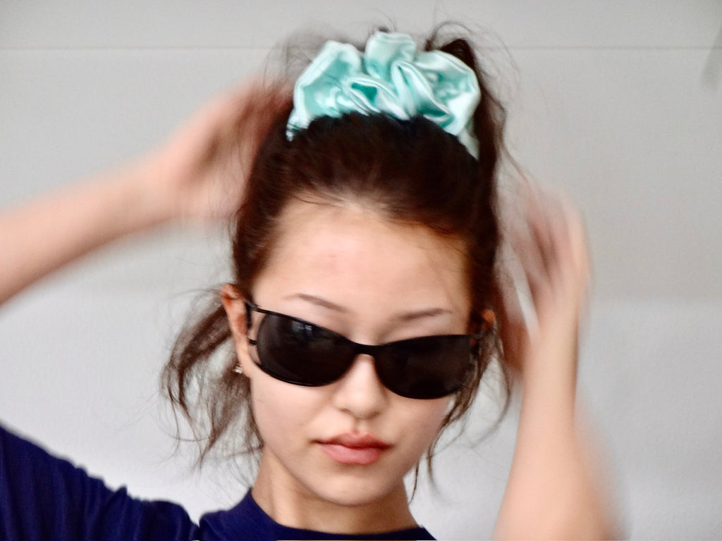 Selfcare × Swen Sewn  collaboration scrunchie blue