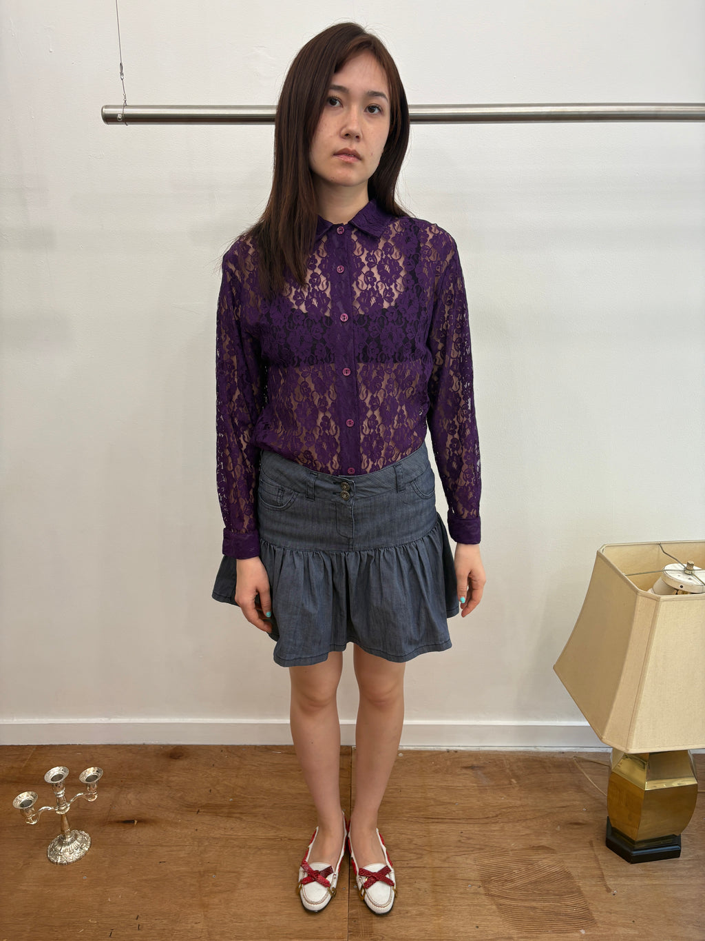 purple lace shirt