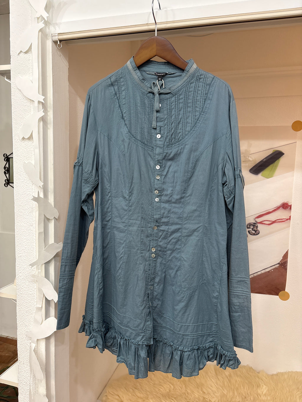 dusk blue button dress