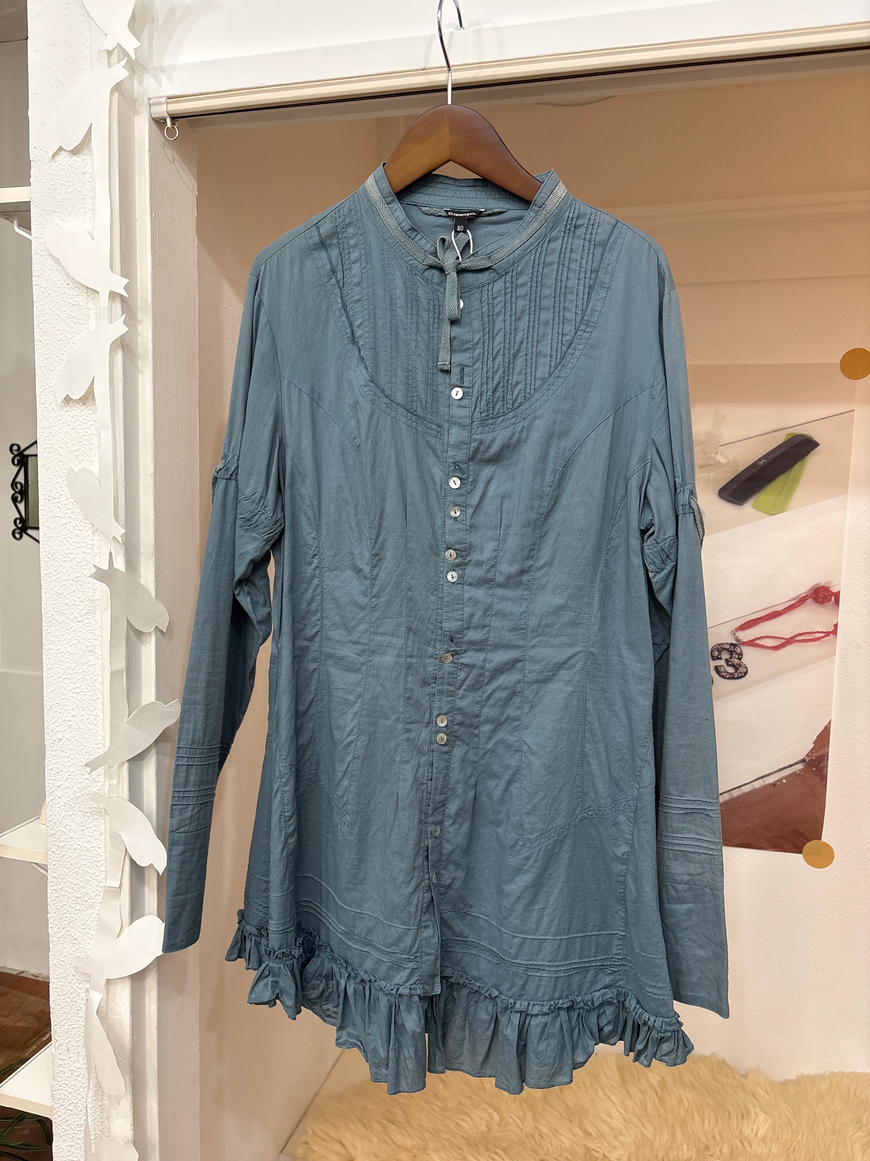 dusk blue button dress