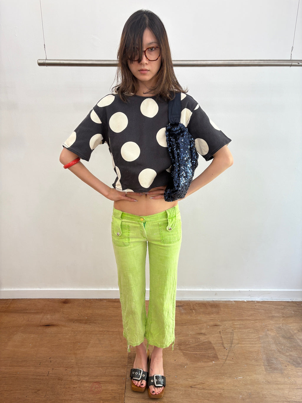 dot denim top
