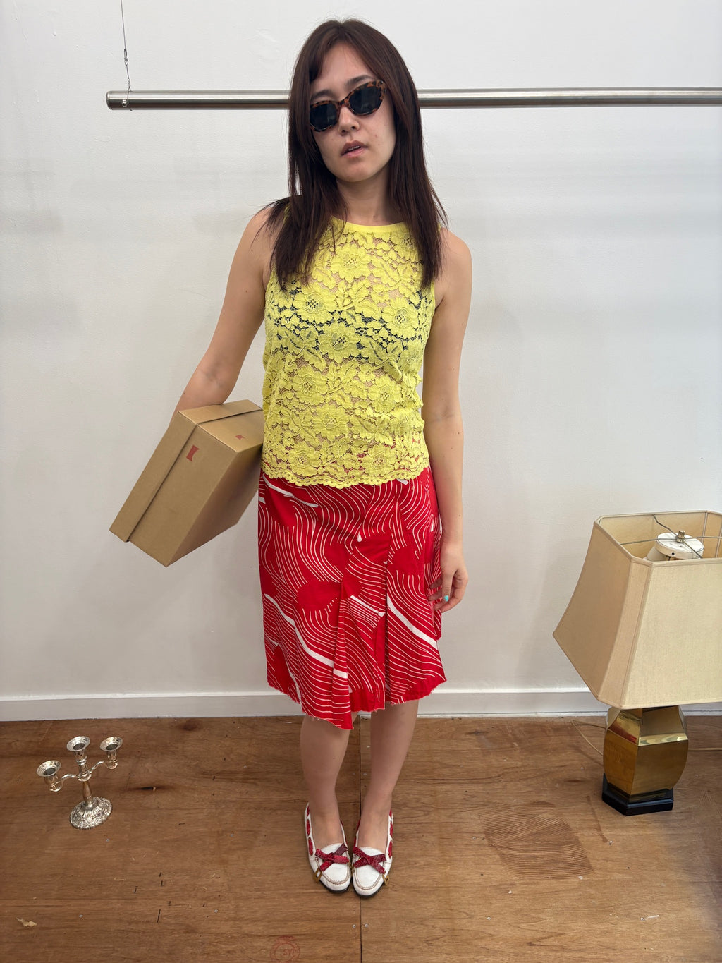 yellow lace tanktop