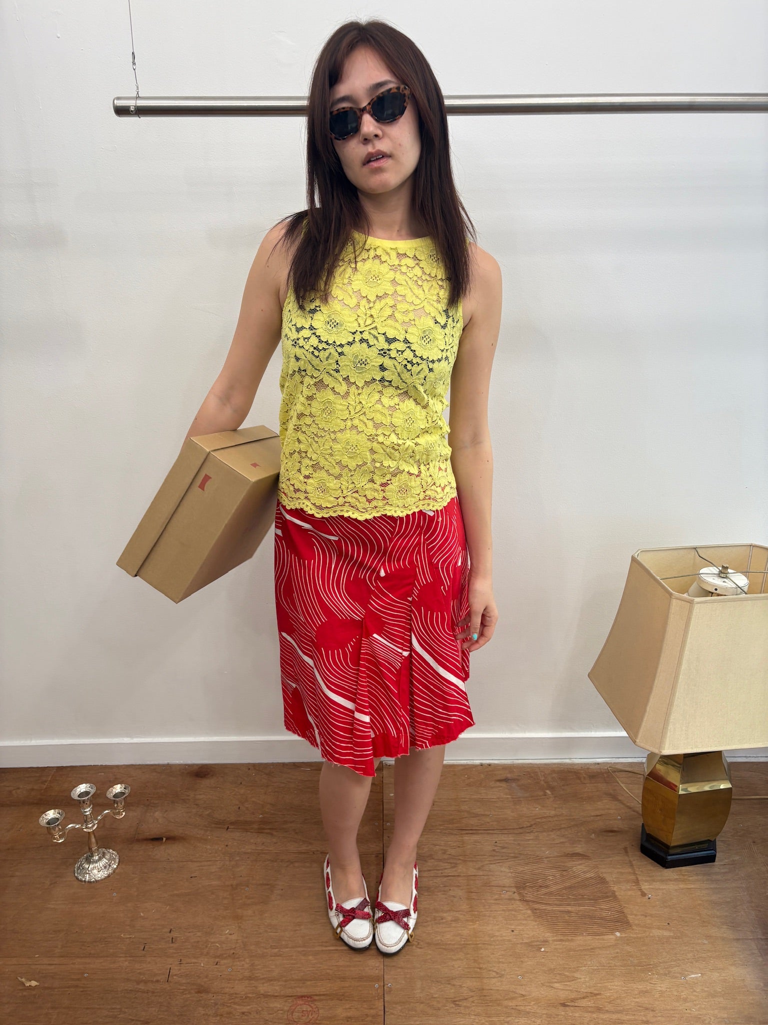 yellow lace tanktop