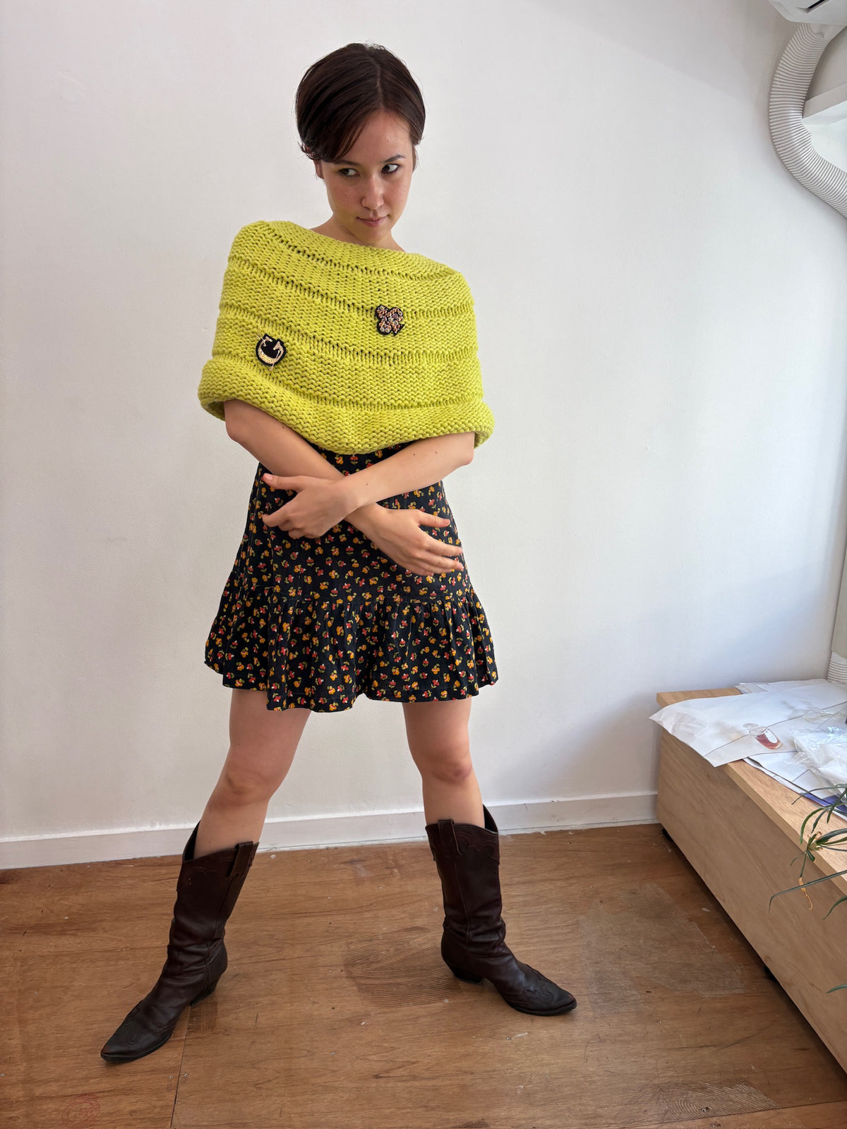 neon green poncho