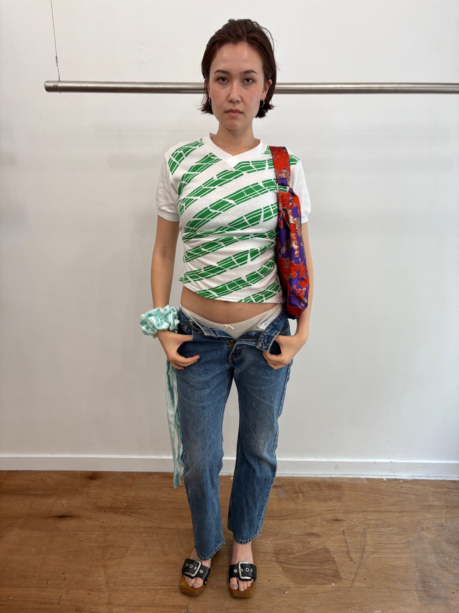 green pattern tee